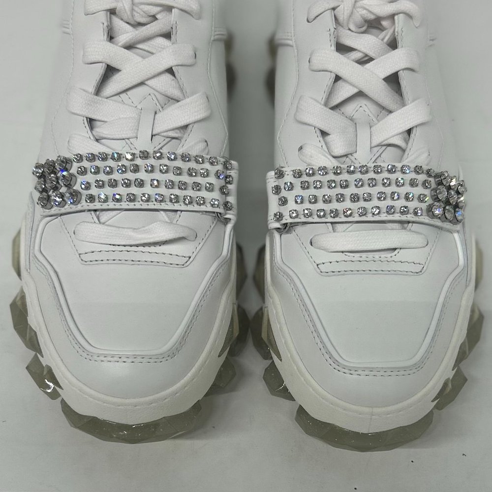 Jimmy Choo Men's White Diamond X Strap Low-Top Sneakers - Picture 7 of 9